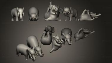 3D model elephants playing (STL)